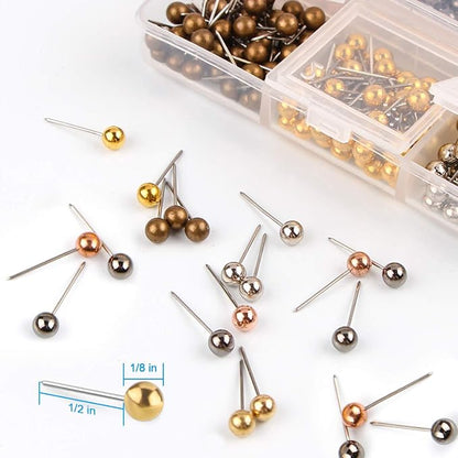 Yalis Push Pins Map Tacks 1/8-Inch Metallic Color Beads Head Marking Pins - Image 3