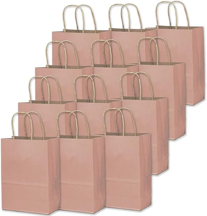 qiqee 32-Packs Cinnamon Pink Paper Gift Bags by Qiqee