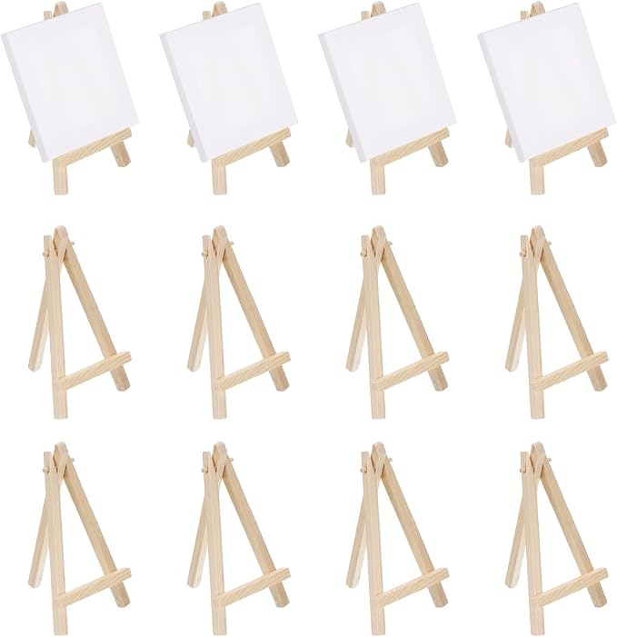 MECCANIXITY Mini Wood Display Easels, 5.9"x3.1"A-Frame Painting Tabletop Easels by MECCANIXITY