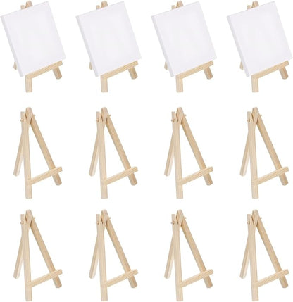 MECCANIXITY Mini Wood Display Easels, 5.9"x3.1"A-Frame Painting Tabletop Easels by MECCANIXITY