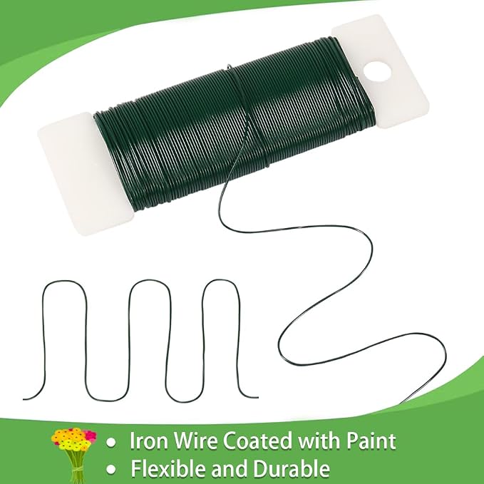Tenn Well Green Floral Wire, 3 Pack Christmas Wreath Wire, 295 Feet 22 Gauge - Image 2
