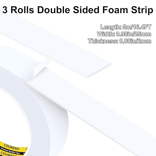 3Pack 1inX16.4FT Double Sided Foam Strip, EVA Foam Tape, Double Sided Sponge - Image 2