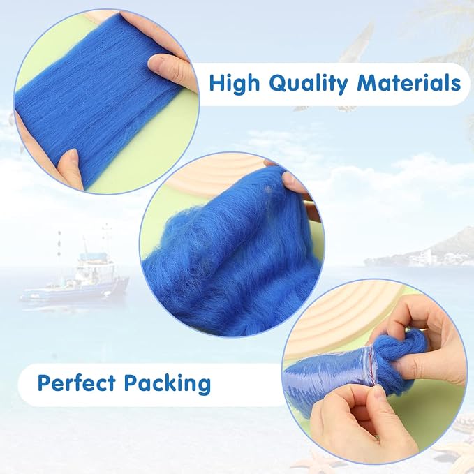 Wonvoc Needle Felting Wool 80 g, 8 Colors Nature Wool Roving, Felting Wool Bulk - Image 4
