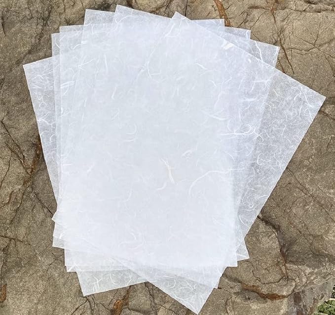 50 Sheets A4 Natural Fiber Mulberry Tree Mulberry Paper Sheets Art Tissue Washi by RATREE888