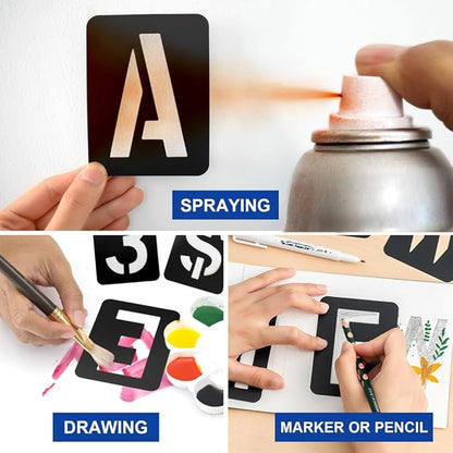 42 Pcs 3 Inch Alphabet Letter Stencils Symbol Numbers Stencils, Reusable - Image 5