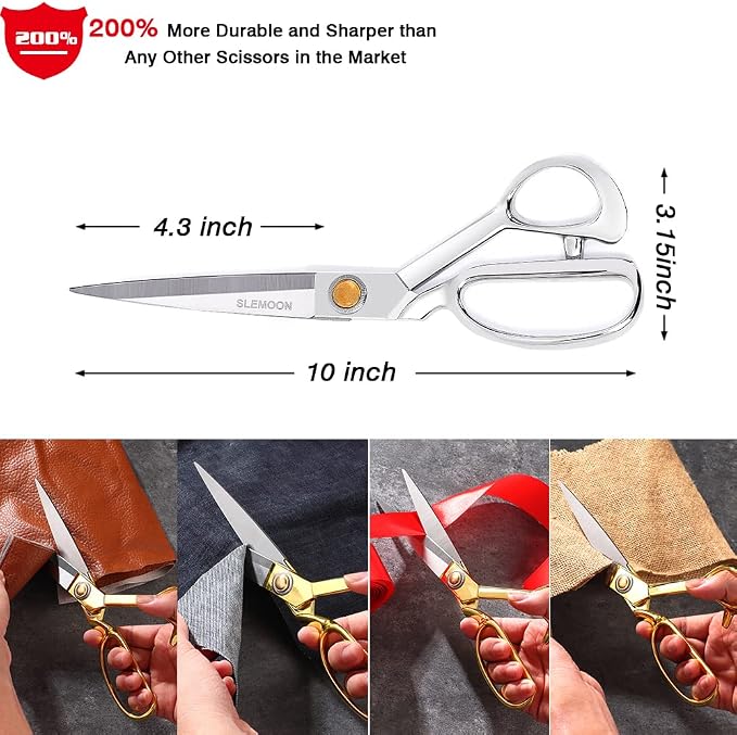 10" Sewing Scissors, Heavy Duty Tailor Scissors Shears - Image 6