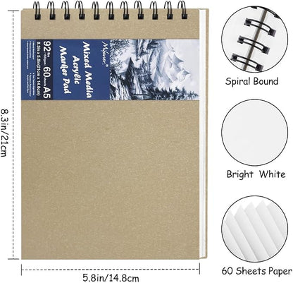 8.3x5.8 Sketch Book, Top Spiral Bound Sketch Pad, 60sheets 92lb/150gsm Bright - Image 2