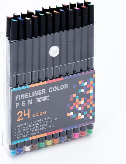 24 Colors Fineliner Color Pens by Hopesky