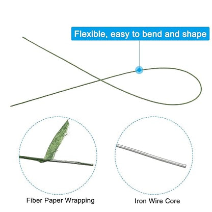 PATIKIL 22 Gauge 16" Floral Stem Wire, Dark Green - Image 3