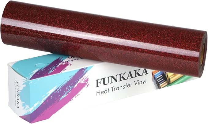 FUNKAKA Glitter Red HTV Heat Transfer Vinyl Rolls by FUNKAKA