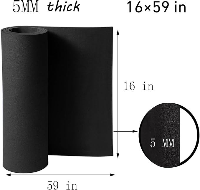 EVA Foam 5mm, Cosplay Foam Roll 16 x 59in Black, Suitable - Image 2