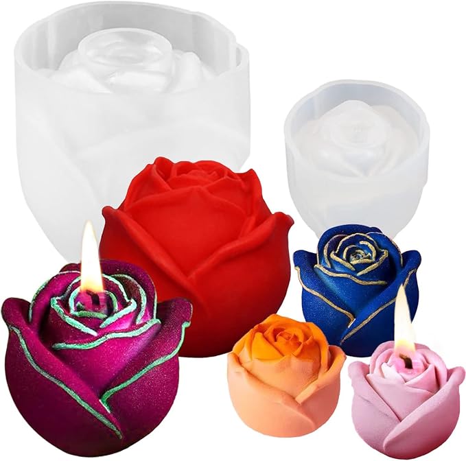 2 Pack Rose Candles Molds for Candle Making, 3D Rose Flower Silicone Molds for by ZQYSING