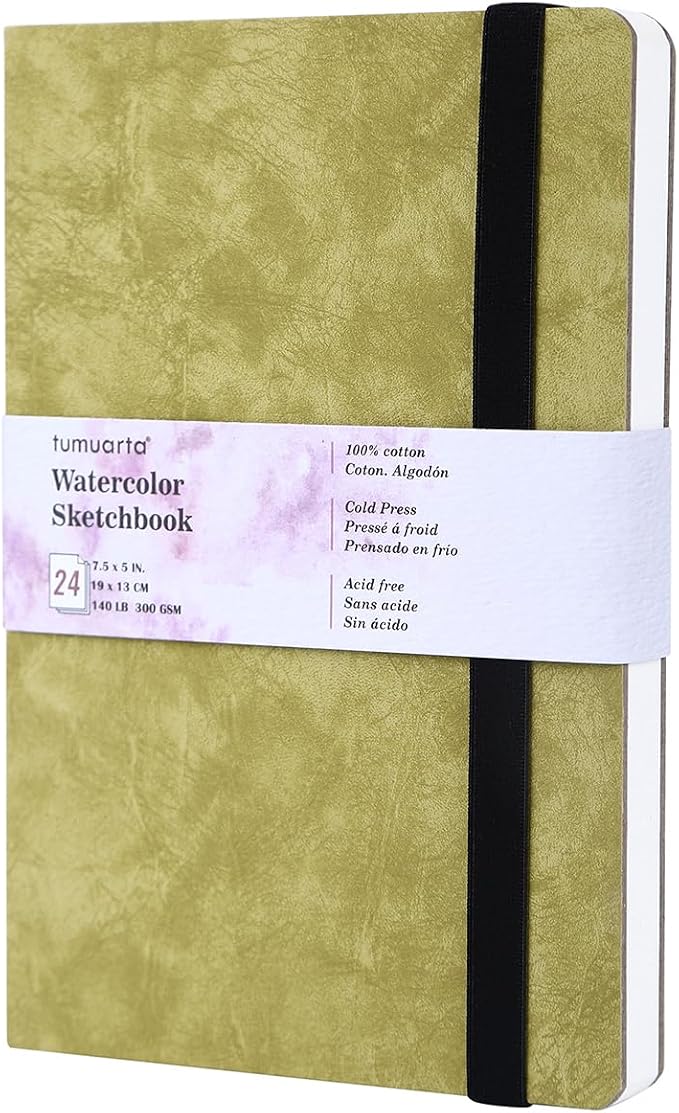 tumuarta Watercolor Sketchbook, 140 LB, 100% Cotton Paper, Cold Press, 24 Sheets by tumuarta