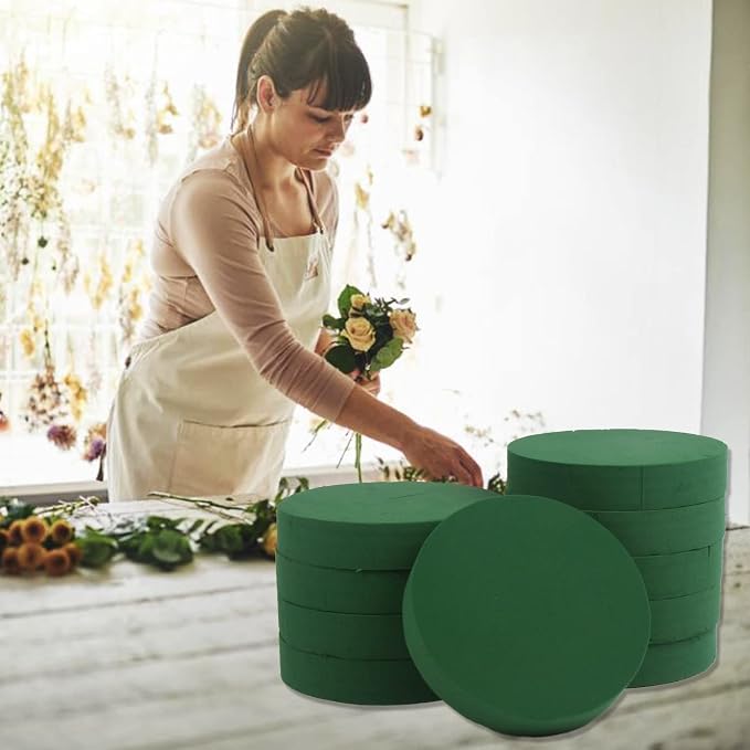 KIMOBER 10PCS 8" Large Round Floral Foam Bricks, Wet Green Foam Blocks - Image 7