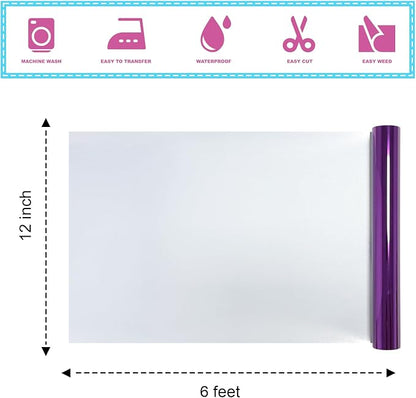 Metallic Purple Foil Heat Transfer Vinyl 12Inch*6FT Bundle Chrome HTV Pack in - Image 2