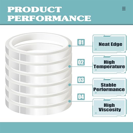 6 Rolls 10mm x33m Clear Heat Tape, Transparent High Temperature Heat Resistant - Image 3
