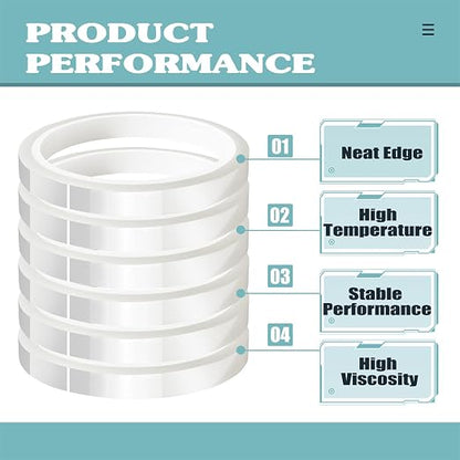 6 Rolls 10mm x33m Clear Heat Tape, Transparent High Temperature Heat Resistant - Image 3