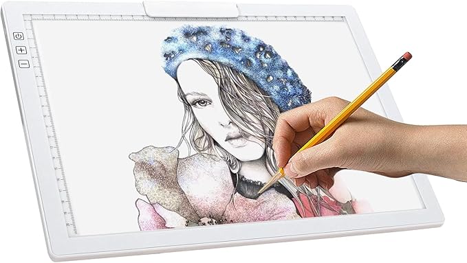 Rechargeable A4 LED Light Pad w/Built-in Riser Stands, 6 Levels of Brightness by YINGWOND