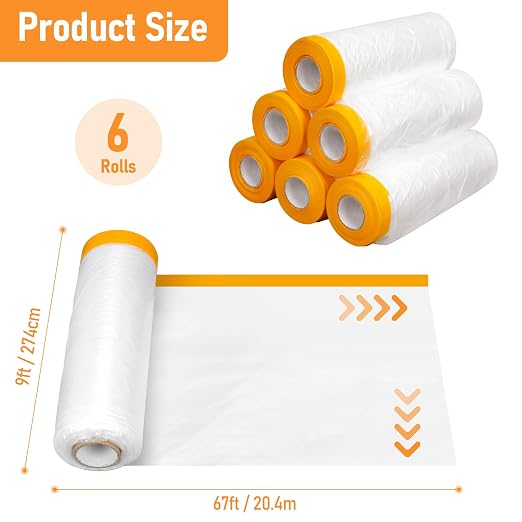 uyoyous 6 Rolls 9x67 ft Painters Plastic - Image 3