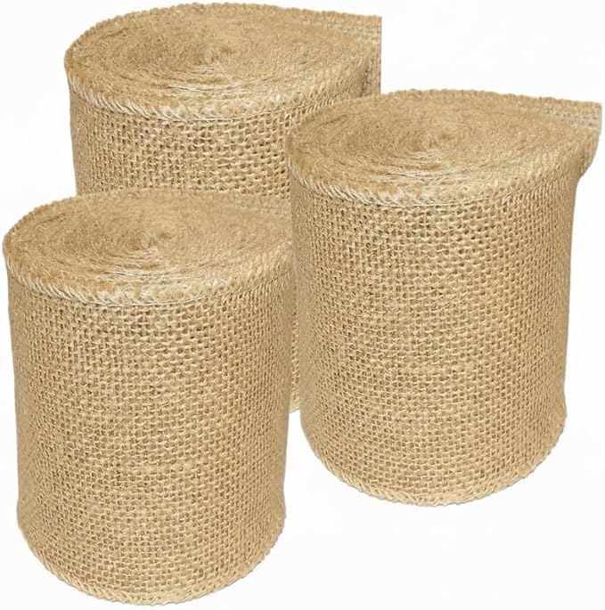 3 Pack Burlap Garland and Wreath Ribbon Wide 5" x 15 Yards Natural Jute 5 Inch by AAYU