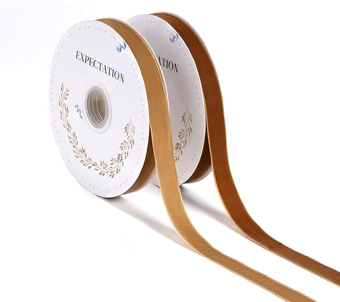 Brown Velvet Ribbon 5/8'' 2 Rolls Total 30 Yards, Use by Unknown