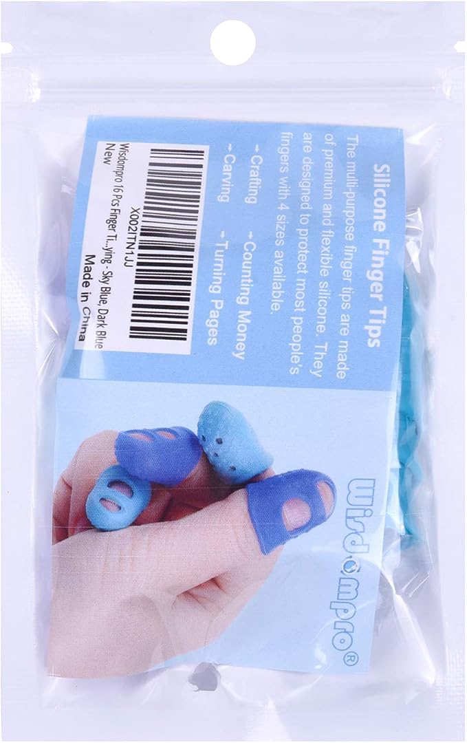 Wisdompro 16 Pcs Finger Tips, 4 Sizes Silicone Thimble Fingertip Grips Thumb - Image 6
