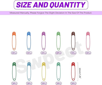 Swpeet 440Pcs 32mm/ 1.26 Inch Colorful Safety Pins Assortment Kit, Rust - Image 2