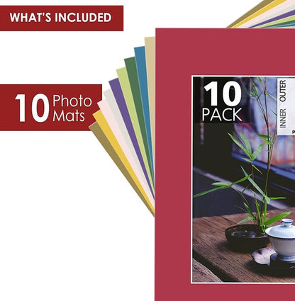 MBC Mat Board Center, Acid Free Pack of 10 11x14 Mixed Colors White Core - Image 3