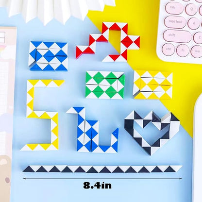 24 Pack 24 Blocks Fidget Snake Cube, Mini Snake Ruler Twist Puzzle Toys - Image 3