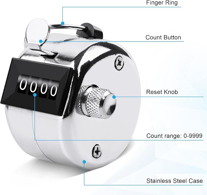 2 Pack Metal Hand Counter Four-Digit Counter - Image 2