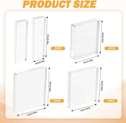 6 Pcs Acrylic Stamping Block Square Clear Stamping Block Tools - Image 2