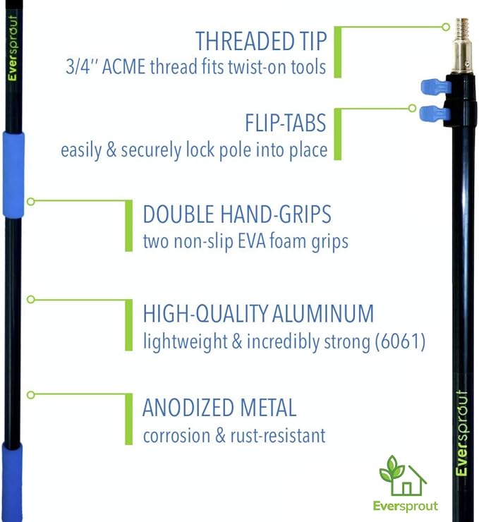 EVERSPROUT 6.5-to-18 Foot Telescopic Extension Pole | Lightweight Sturdy - Image 3