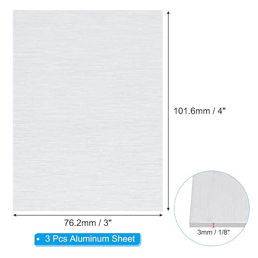 PATIKIL 6061 T651 Aluminum Sheet Metal 4 x 3 x 1/8 Inch 3Pcs Flat Plain - Image 2