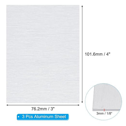 PATIKIL 6061 T651 Aluminum Sheet Metal 4 x 3 x 1/8 Inch 3Pcs Flat Plain - Image 2