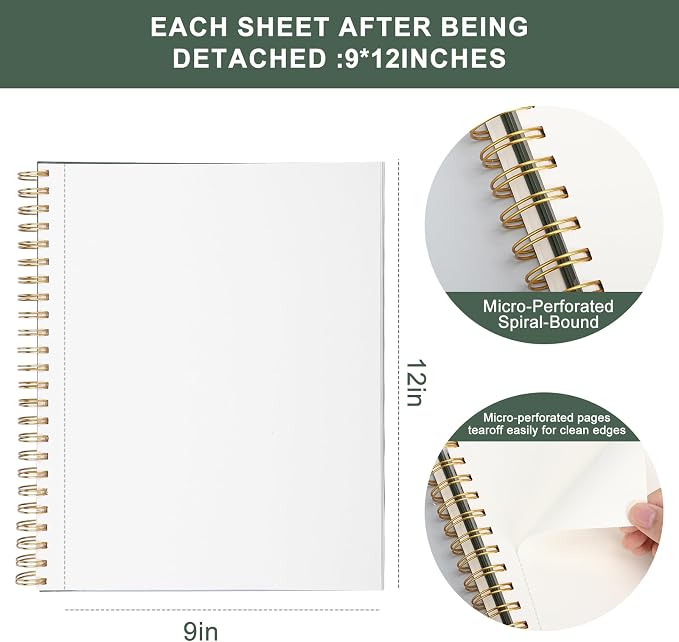 Ddaowanx 9" x 12" Sketch Book, 100 Sheets Spiral Bound Art Sketchbook - Image 4
