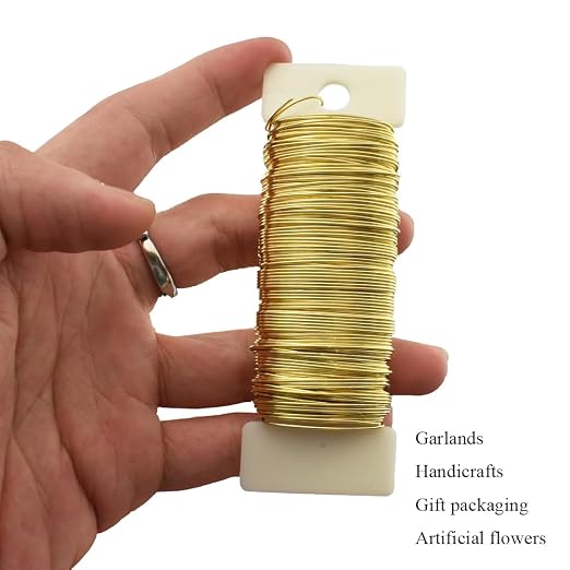 HAHIYO 22Gauge Golden 3Roll Total 115Yards Metal Floral Wire Flexible Paddle - Image 6
