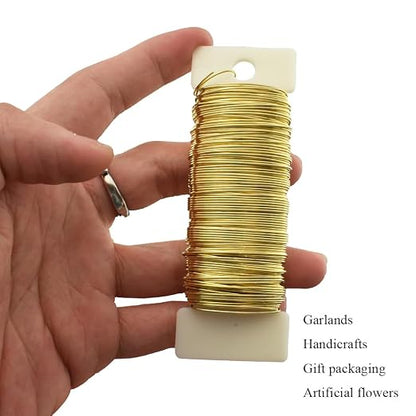 HAHIYO 22Gauge Golden 3Roll Total 115Yards Metal Floral Wire Flexible Paddle - Image 6