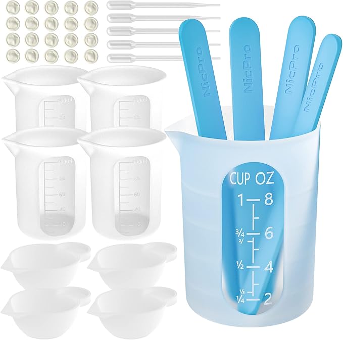 Silicone Resin Measuring Cups Tool Kit- Nicpro 250 & 100 ml Measure Cups by Nicpro