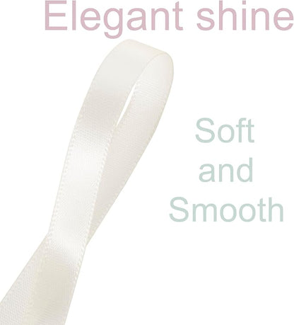 3/8 Inch Ivory Ribbon, 50 Yards Craft Polyester Satin Ribbon Perfect - Image 3