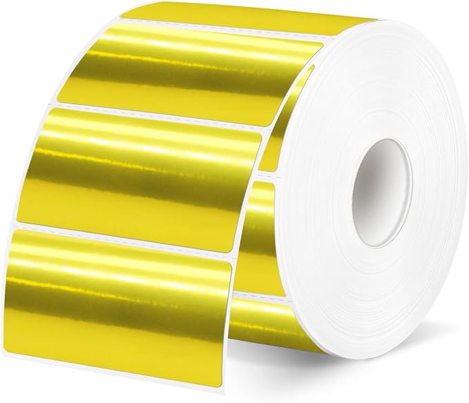 2x1 Inch Thermal Labels, Holographic Gold Thermal Printer Stickers, Waterproof by STARLIBOO