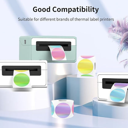 Holographic Thermal Labels Stickers 1.5 inch, Glitter Round Direct Thermal - Image 3