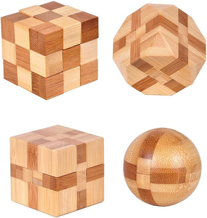 4 Pack Wooden Puzzle Games Brain Teasers Toy- 3D Puzzles by Unknown