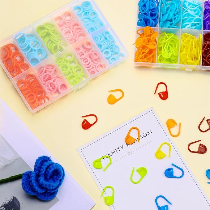 LUNARM 340 Pcs Stitch Ring Markers and Colorful Knitting Crochet Locking - Image 7