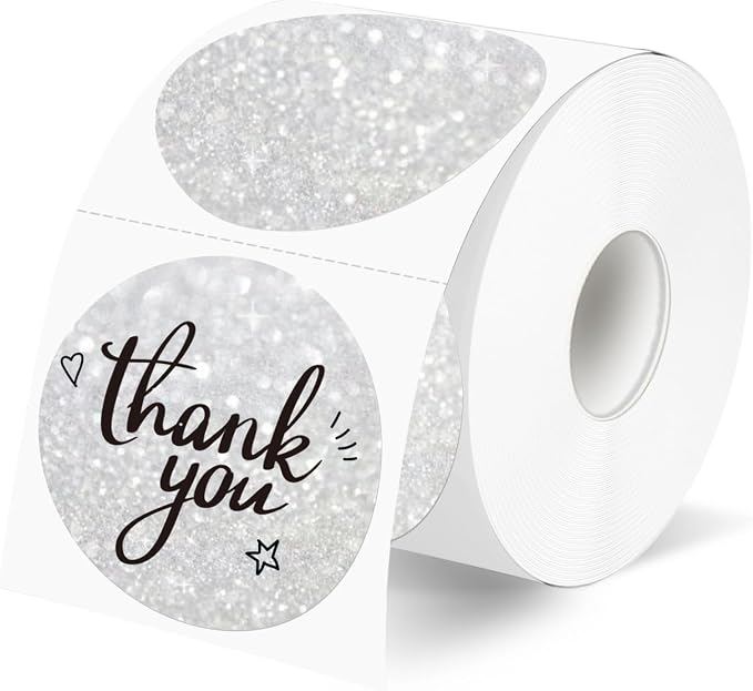 2" Circle Holographic Thermal Label Stickers, Round Printable Rainbow Glitter by Unknown