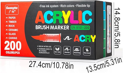 Acrylic Paint Markers Pens, 200 Vivid Colors Acrylic Markers Set, Direct Liquid - Image 3