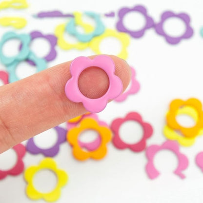 Hilsayum 60PCS Multicolor Stitch Markers Flower Shape Metal Ring Stitch - Image 4