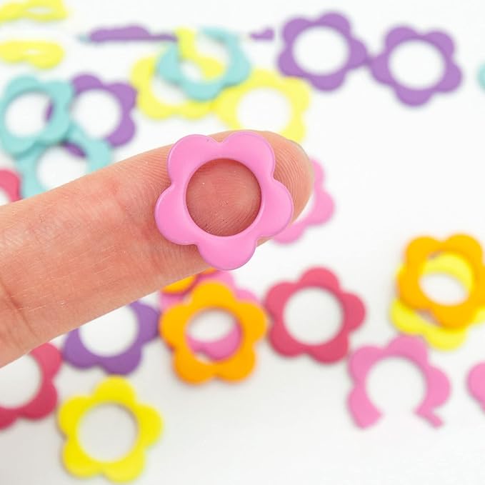 Hilsayum 30PCS Mini Size Stitch Markers Flower Shape Metal Stitch Markers Ring - Image 6
