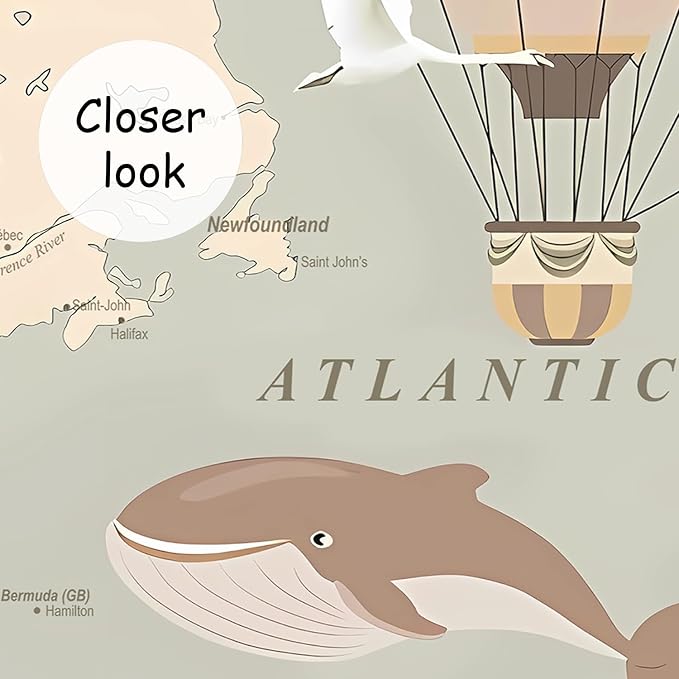 AFZEVEB-Vintage Animal Wallpaper Cartoon Aircraft Map Wall murals - Image 4