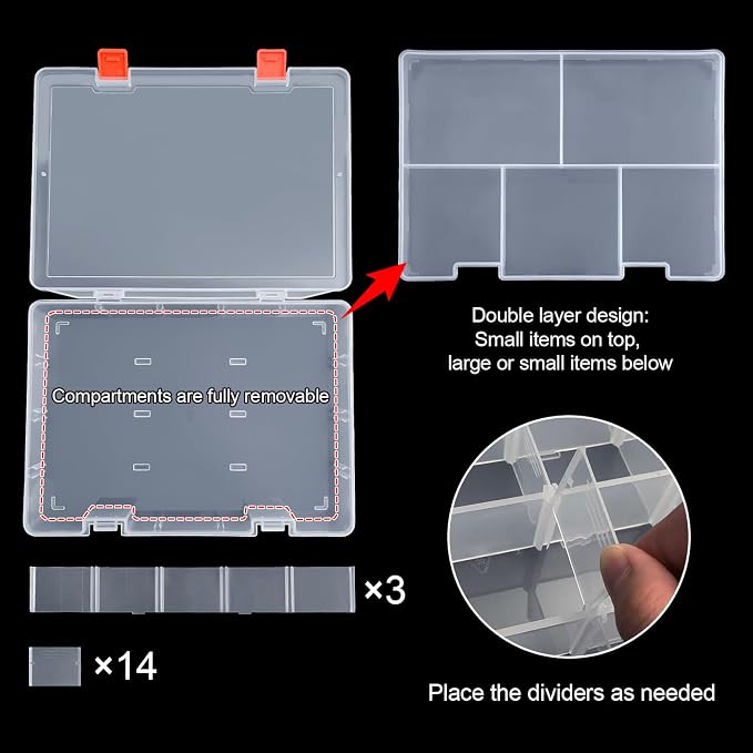 DUOFIRE Two Layers Compartment Organizer Box Plastic Organizer Box Plastic - Image 3