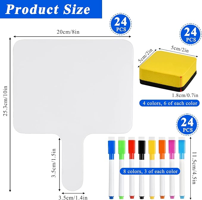 24 Pcs Dry Erase Answer Paddle, 10 x 8 Inch Auction Paddles - Image 2